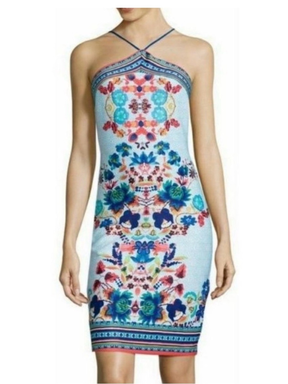 Bisou Bisou Scuba Floral Halter Mini Dress